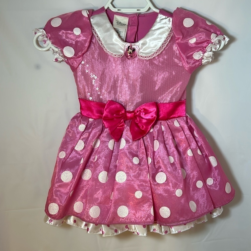 Disney Store Minnie Mouse costume dress Halloween size 2/3 pink white polka dots